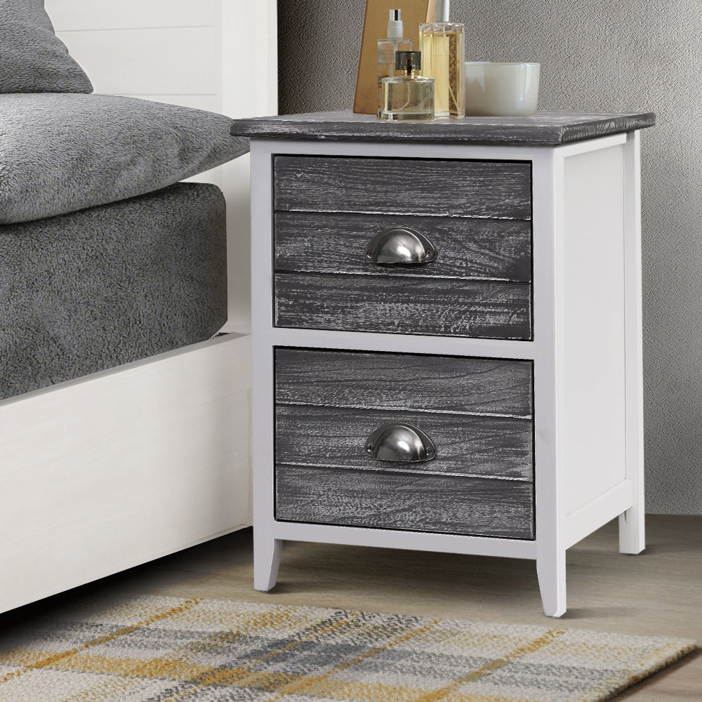 2x Bedside Table Nightstands 2 Drawers Storage Cabinet Bedroom Side Grey Fast shipping On sale
