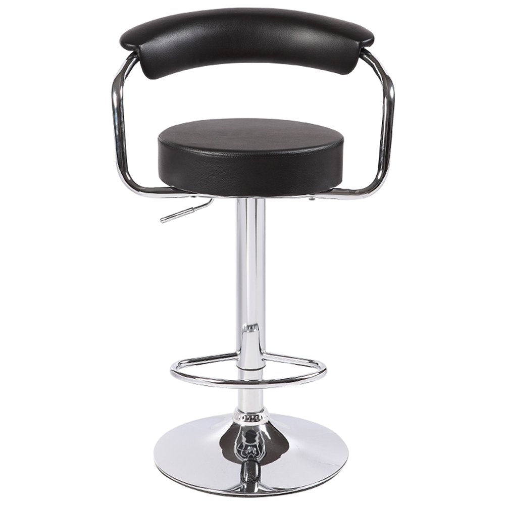 2X Black Bar Stools Faux Leather High Back Adjustable Crome Base Gas Lift Swivel Chairs Stool Fast shipping On sale