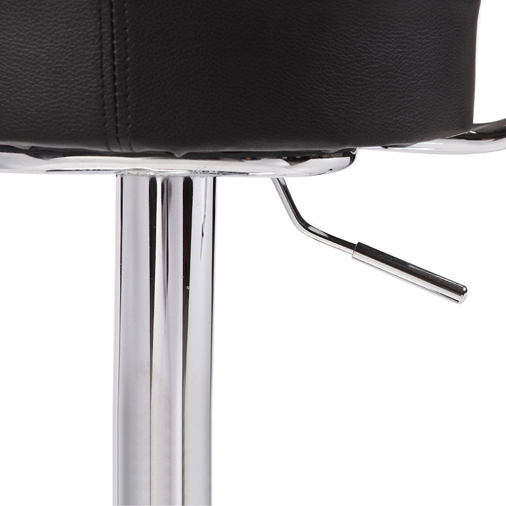 2X Black Bar Stools Faux Leather High Back Adjustable Crome Base Gas Lift Swivel Chairs Stool Fast shipping On sale