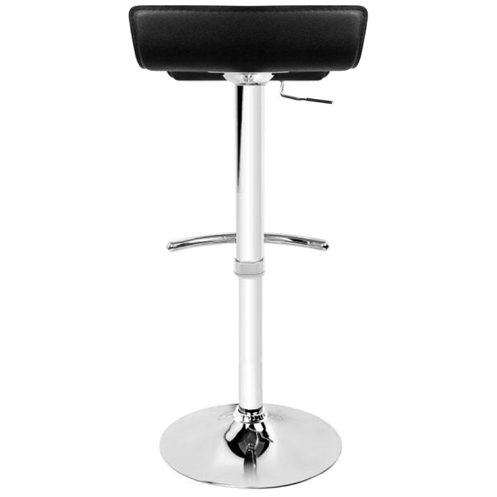 2X Black Bar Stools Faux Leather Low Back Adjustable Crome Base Gas Lift Slim Seat Swivel Chairs Stool Fast shipping On sale