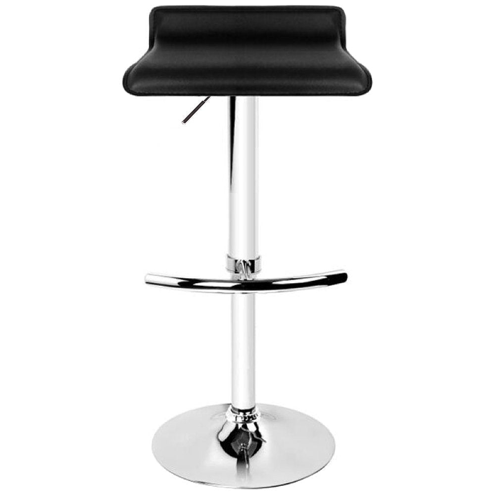 2X Black Bar Stools Faux Leather Low Back Adjustable Crome Base Gas Lift Slim Seat Swivel Chairs Stool Fast shipping On sale