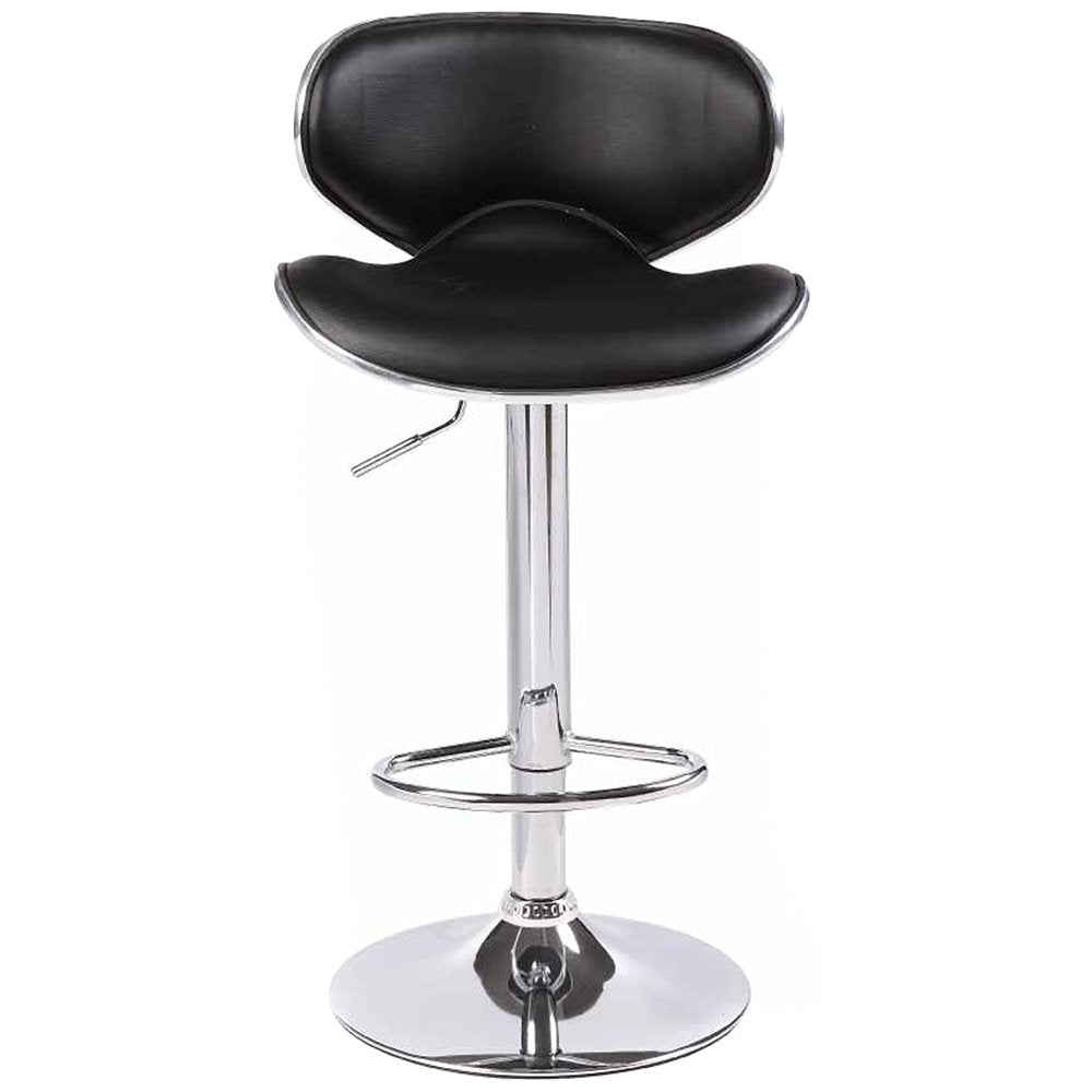 2X Black Bar Stools Faux Leather Mid High Back Adjustable Crome Base Gas Lift Swivel Chairs Stool Fast shipping On sale