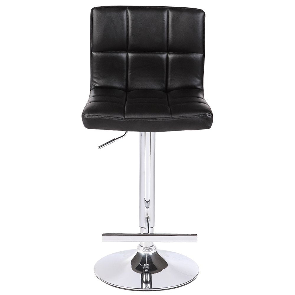 2X Black Bar Stools Faux Leather Mid High Back Adjustable Crome Base Gas Lift Swivel Chairs Stool Fast shipping On sale