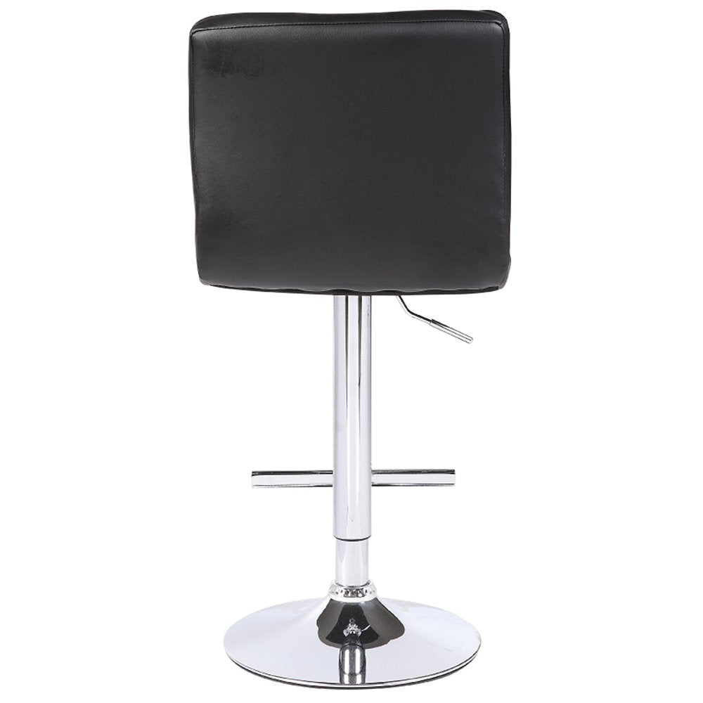 2X Black Bar Stools Faux Leather Mid High Back Adjustable Crome Base Gas Lift Swivel Chairs Stool Fast shipping On sale