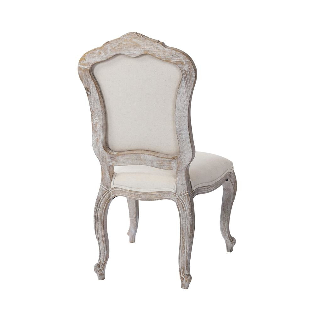 2X Dining Chair Linen Fabric Beige Oak Wood White Washed Finish Fast shipping On sale