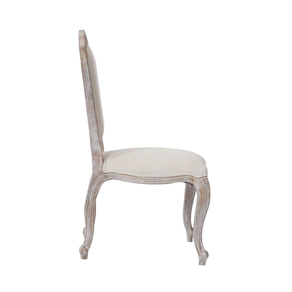 2X Dining Chair Linen Fabric Beige Oak Wood White Washed Finish Fast shipping On sale