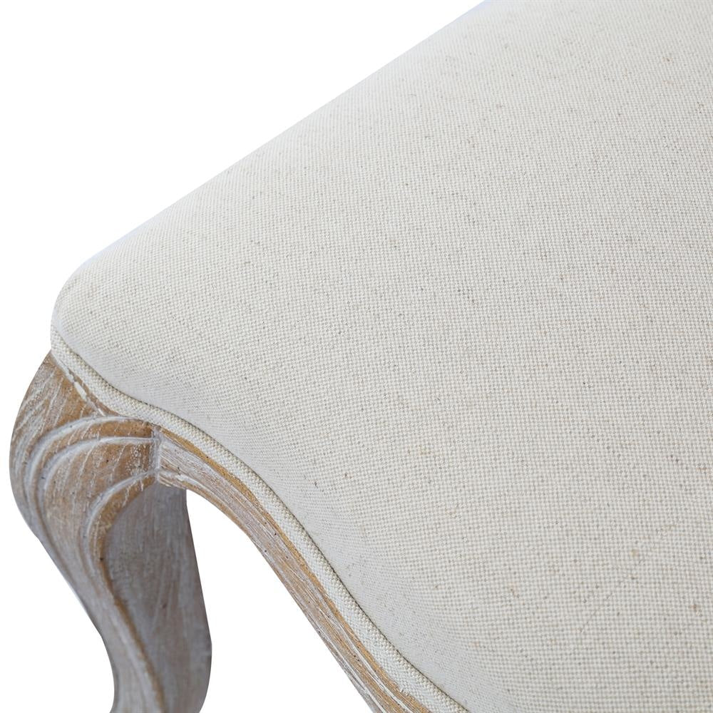 2X Dining Chair Linen Fabric Beige Oak Wood White Washed Finish Fast shipping On sale