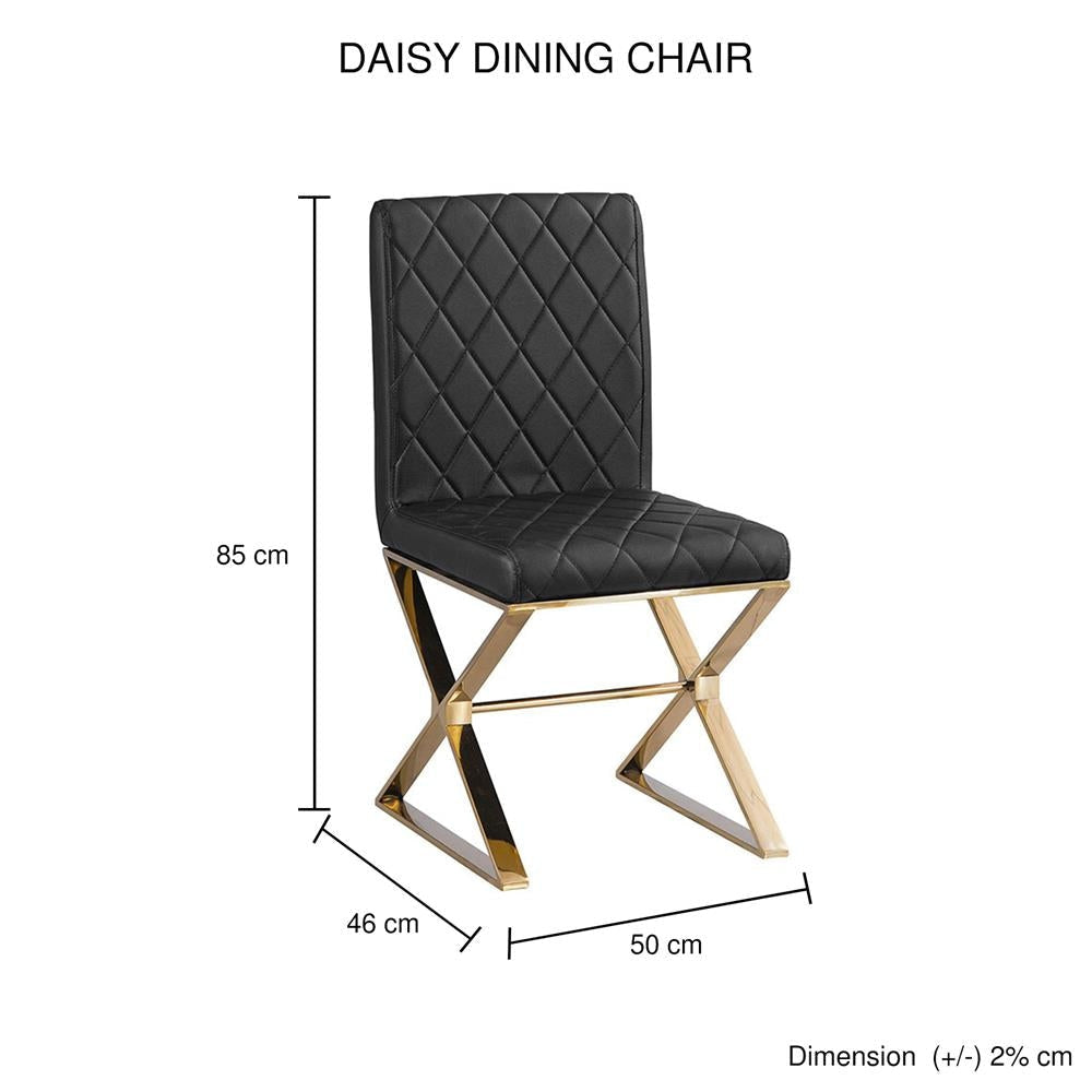 2X Dining Chair Stainless Gold Frame & Seat Black Pu Leather Fast shipping On sale