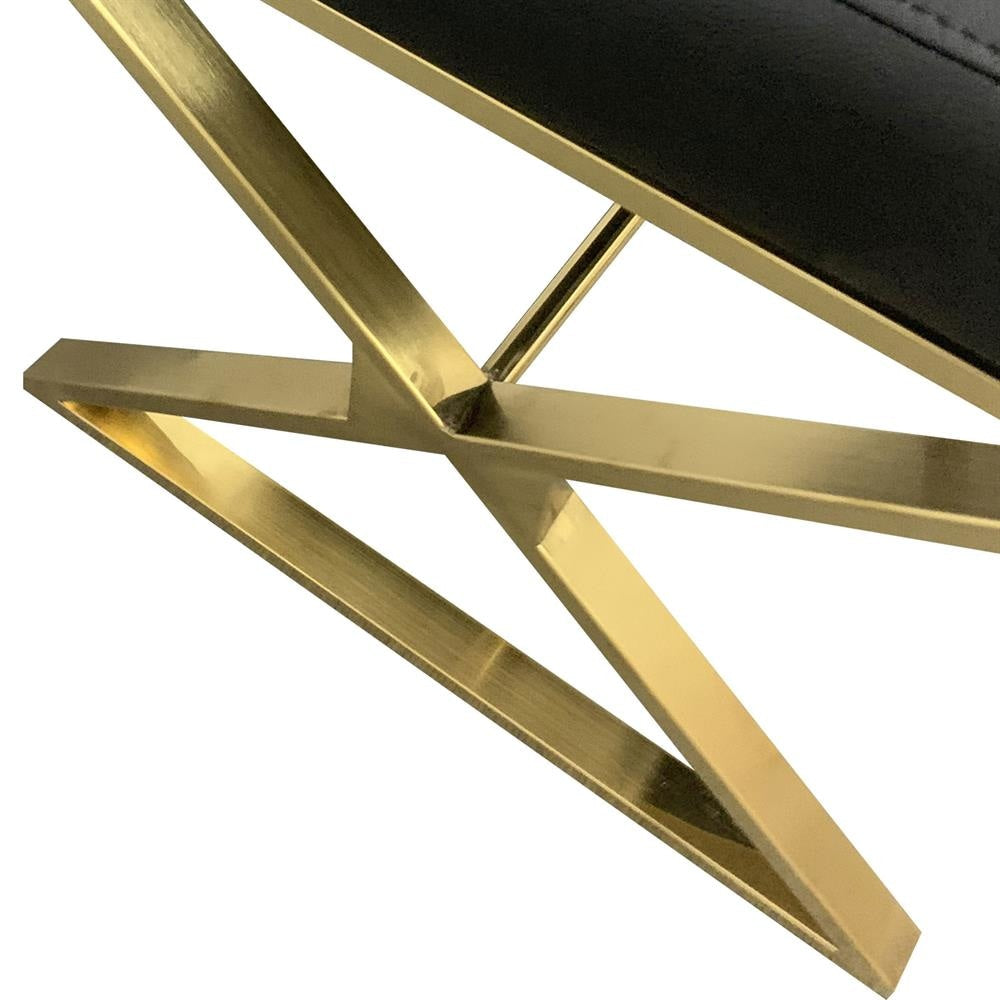 2X Dining Chair Stainless Gold Frame & Seat Black Pu Leather Fast shipping On sale