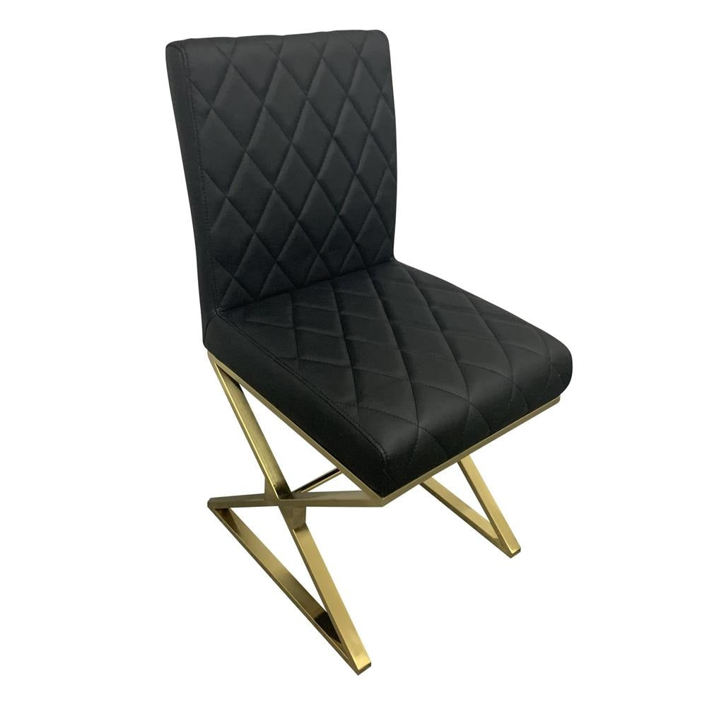 2X Dining Chair Stainless Gold Frame & Seat Black Pu Leather Fast shipping On sale