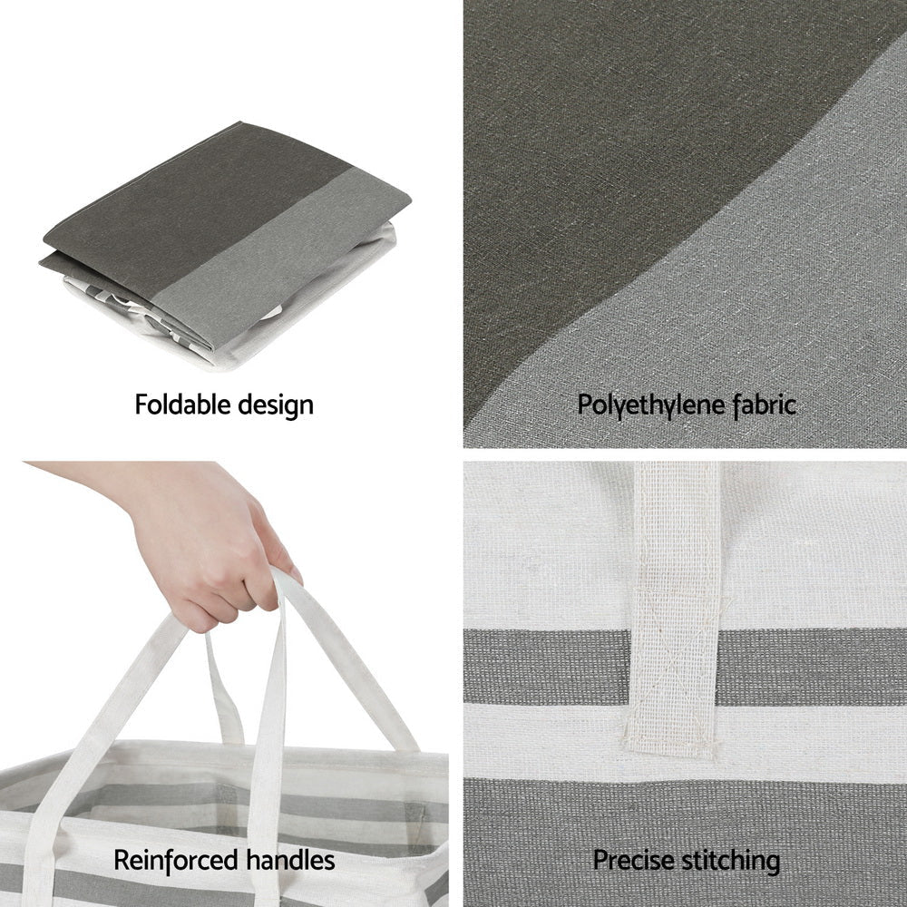 2X Laundry Basket Hamper Foldable White Grey Bathroom Hampers Fast shipping On sale