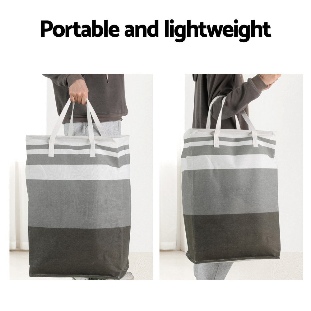 2X Laundry Basket Hamper Foldable White Grey Bathroom Hampers Fast shipping On sale