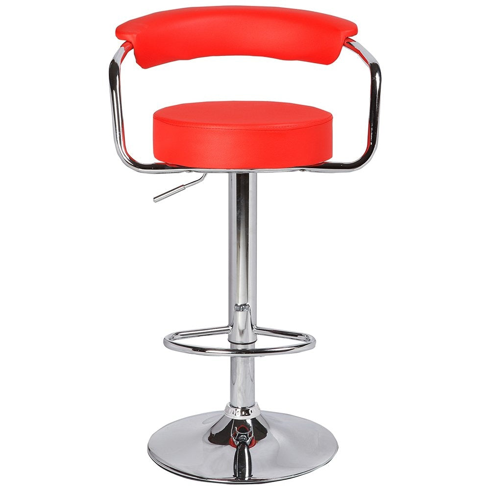 2X Red Bar Stools Faux Leather High Back Adjustable Crome Base Gas Lift Swivel Chairs Stool Fast shipping On sale