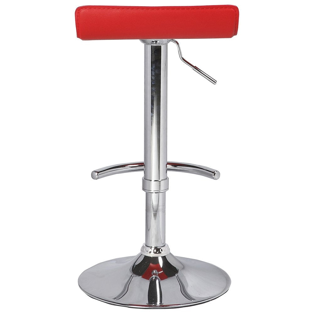 2X Red Bar Stools Faux Leather Low Back Adjustable Crome Base Gas Lift Slim Seat Swivel Chairs Stool Fast shipping On sale