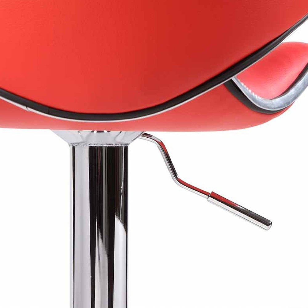 2X Red Bar Stools Faux Leather Mid High Back Adjustable Crome Base Gas Lift Swivel Chairs Stool Fast shipping On sale