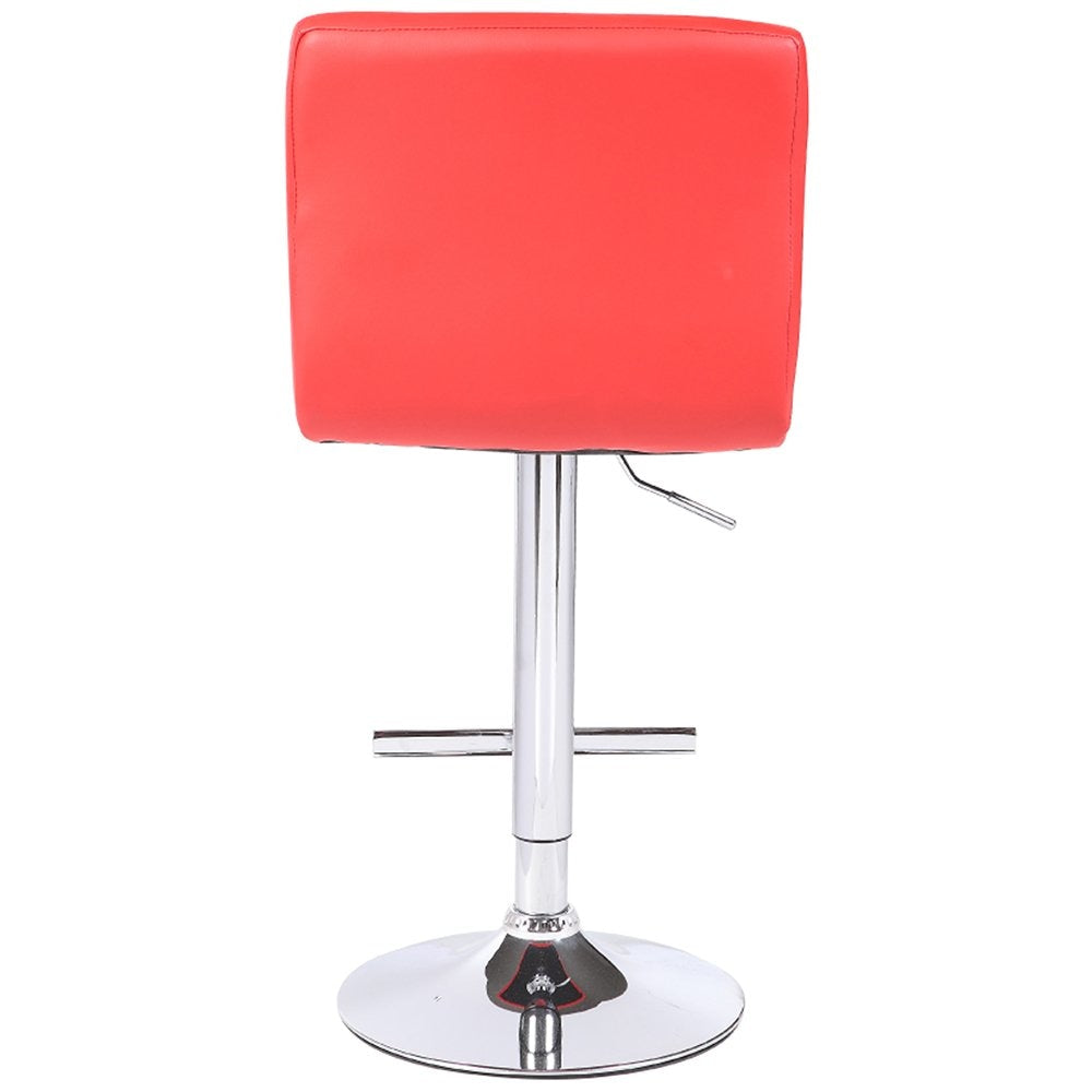 2X Red Bar Stools Faux Leather Mid High Back Adjustable Crome Base Gas Lift Swivel Chairs Stool Fast shipping On sale