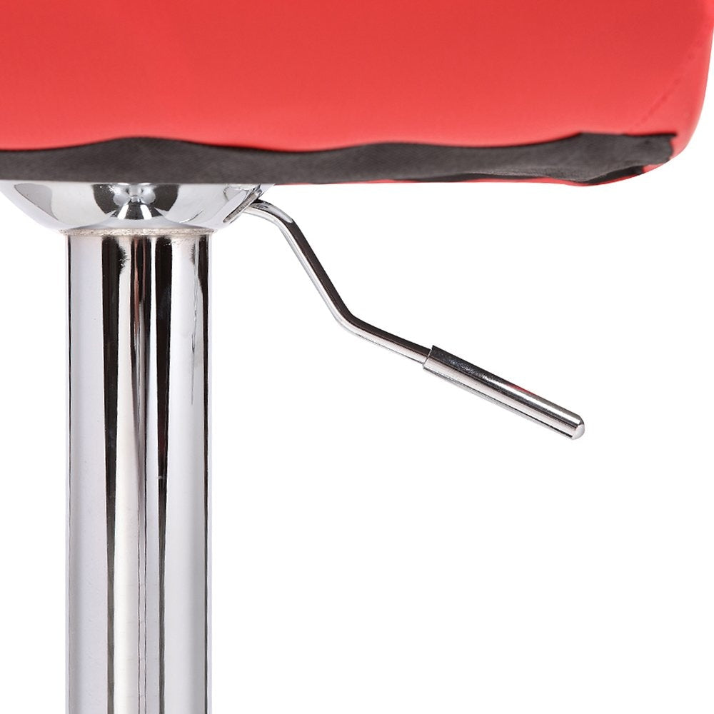 2X Red Bar Stools Faux Leather Mid High Back Adjustable Crome Base Gas Lift Swivel Chairs Stool Fast shipping On sale