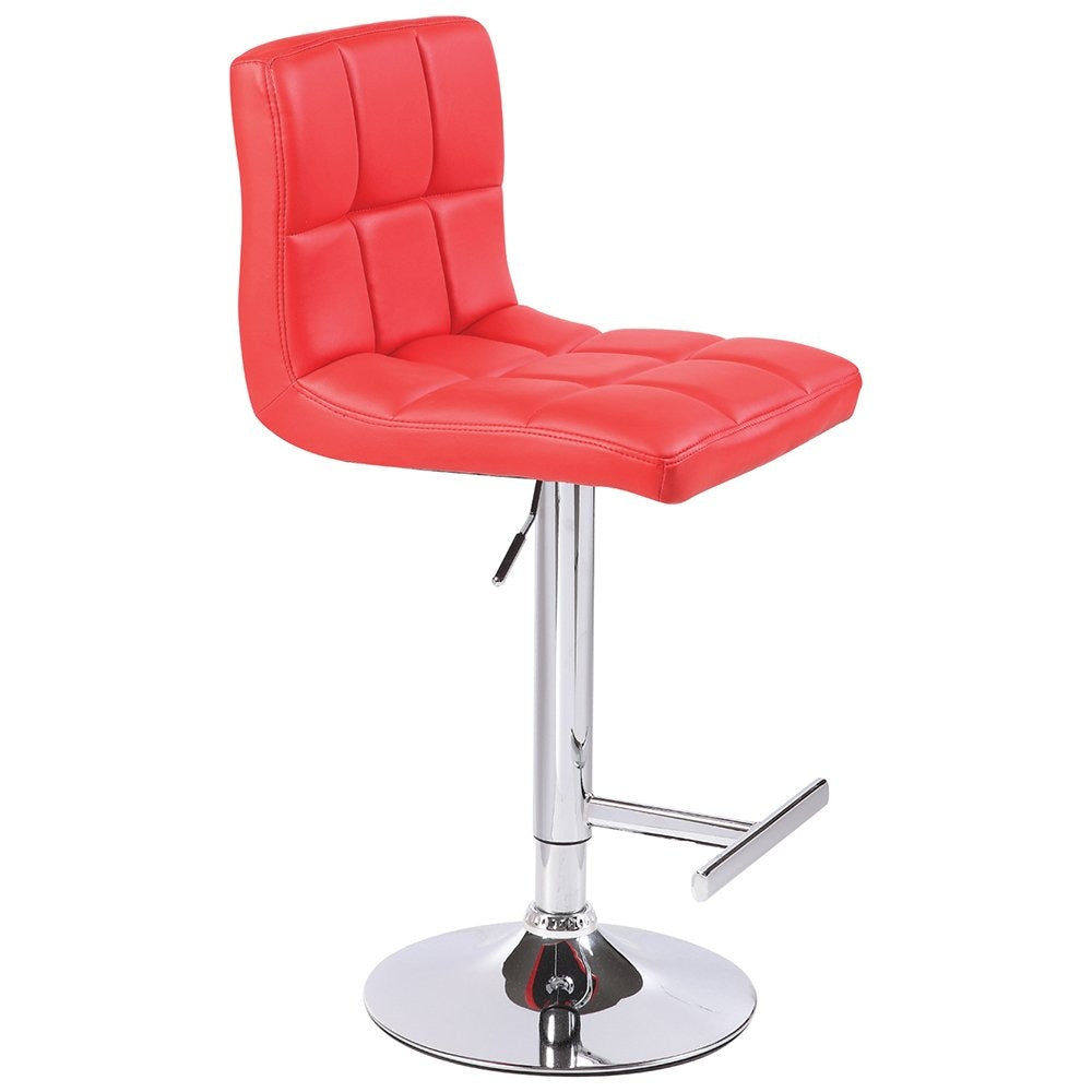 2X Red Bar Stools Faux Leather Mid High Back Adjustable Crome Base Gas Lift Swivel Chairs Stool Fast shipping On sale