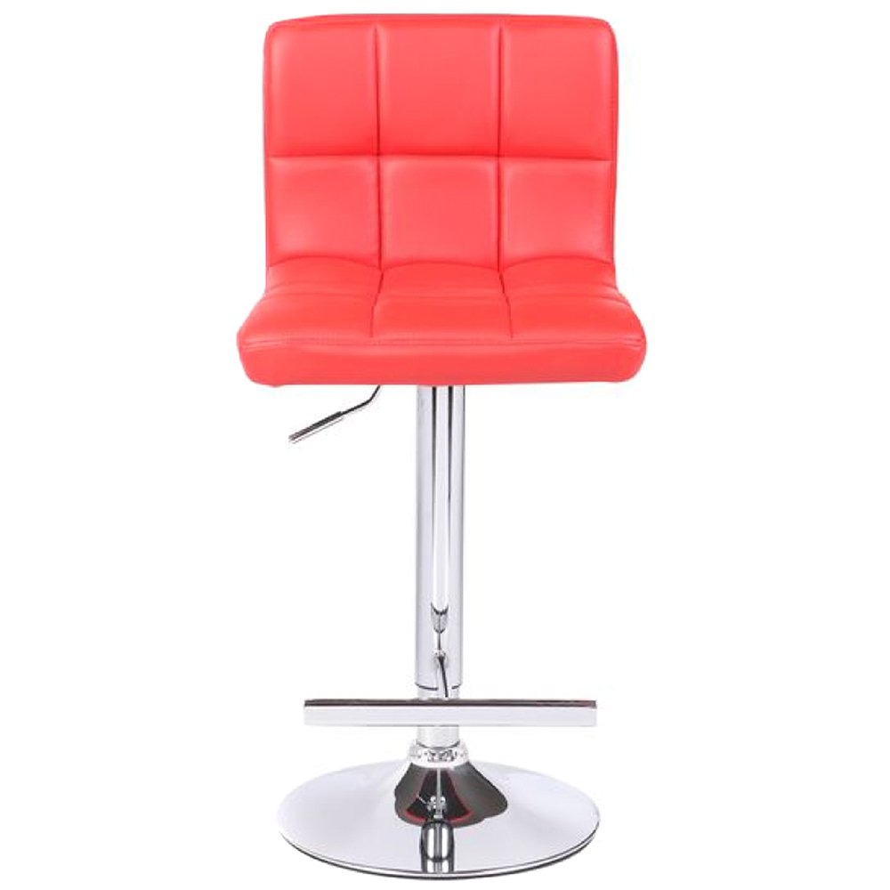 2X Red Bar Stools Faux Leather Mid High Back Adjustable Crome Base Gas Lift Swivel Chairs Stool Fast shipping On sale