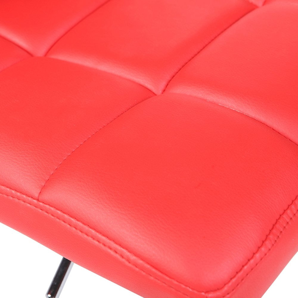 2X Red Bar Stools Faux Leather Mid High Back Adjustable Crome Base Gas Lift Swivel Chairs Stool Fast shipping On sale