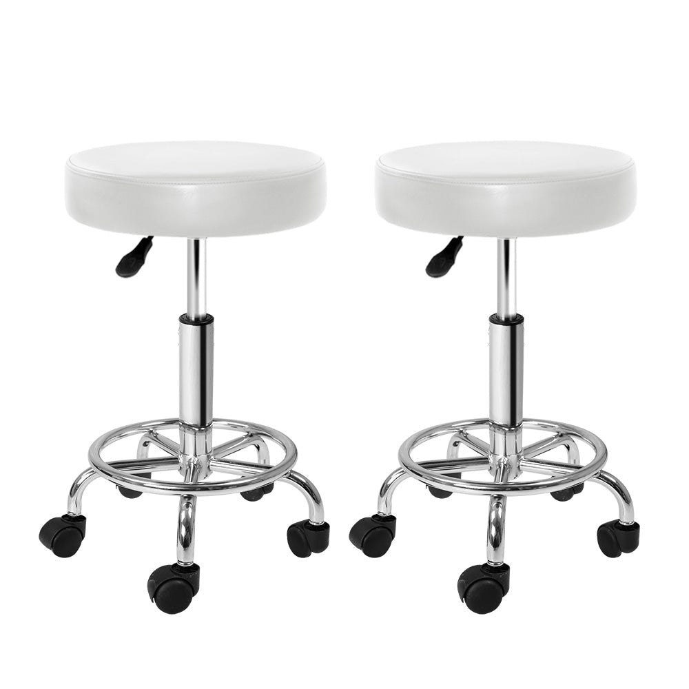 2X Salon Stool Swivel Round Barber Hair Bar Stools Hydraulic Lift White Fast shipping On sale