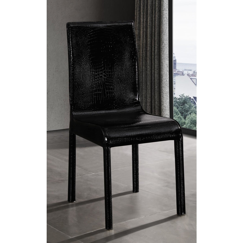 2x Steel Frame Black Leatherette Medium High Backrest Dining Chairs with Wooden legs Chair Fast shipping On sale