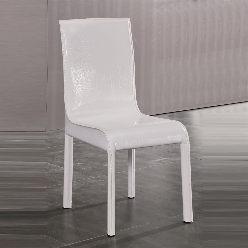 2x Steel Frame White Leatherette Medium High Backrest Dining Chairs with Wooden legs Chair Fast shipping On sale