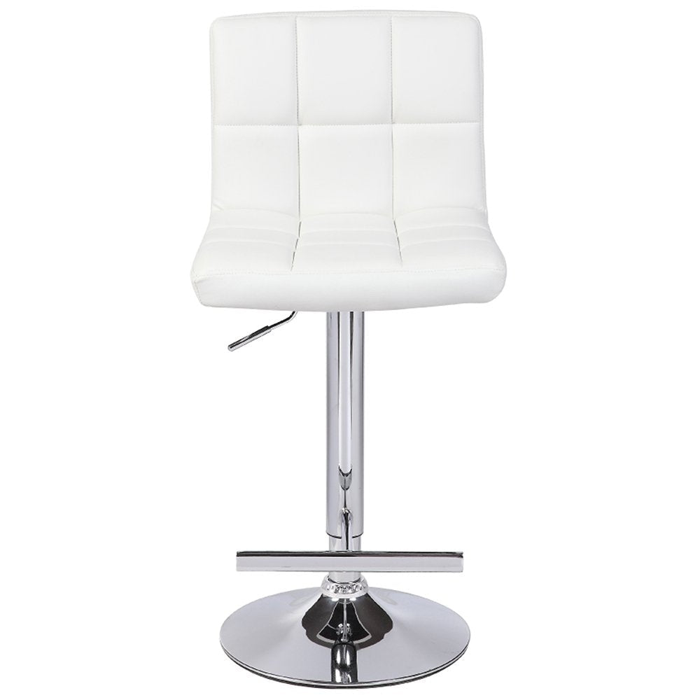 2X White Bar Stools Faux Leather Mid High Back Adjustable Crome Base Gas Lift Swivel Chairs Stool Fast shipping On sale