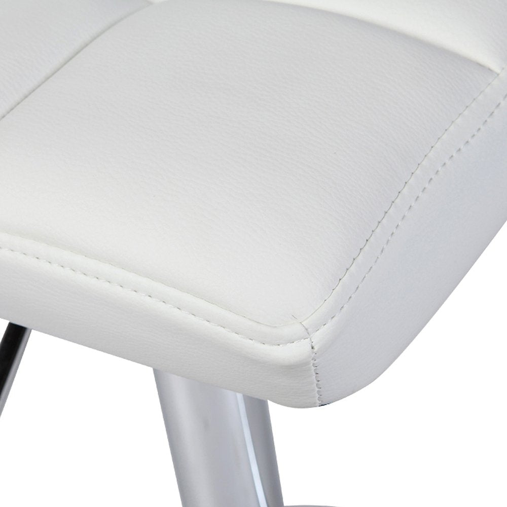 2X White Bar Stools Faux Leather Mid High Back Adjustable Crome Base Gas Lift Swivel Chairs Stool Fast shipping On sale