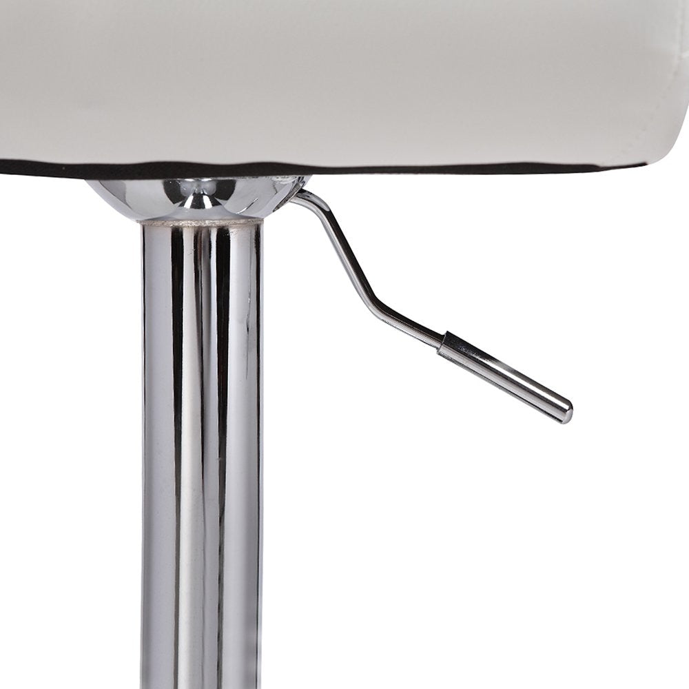 2X White Bar Stools Faux Leather Mid High Back Adjustable Crome Base Gas Lift Swivel Chairs Stool Fast shipping On sale