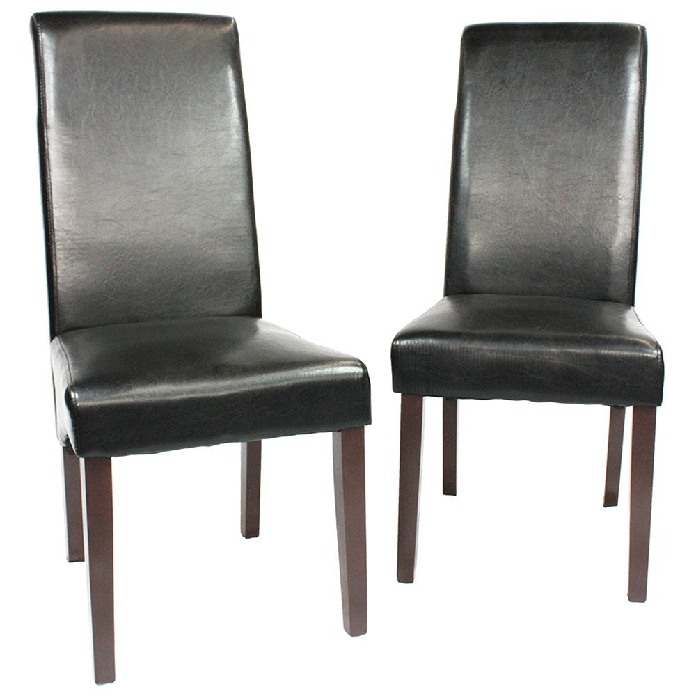 2x Wooden Frame Black Leatherette Dining Chairs with Solid Pine Legs Chair Fast shipping On sale