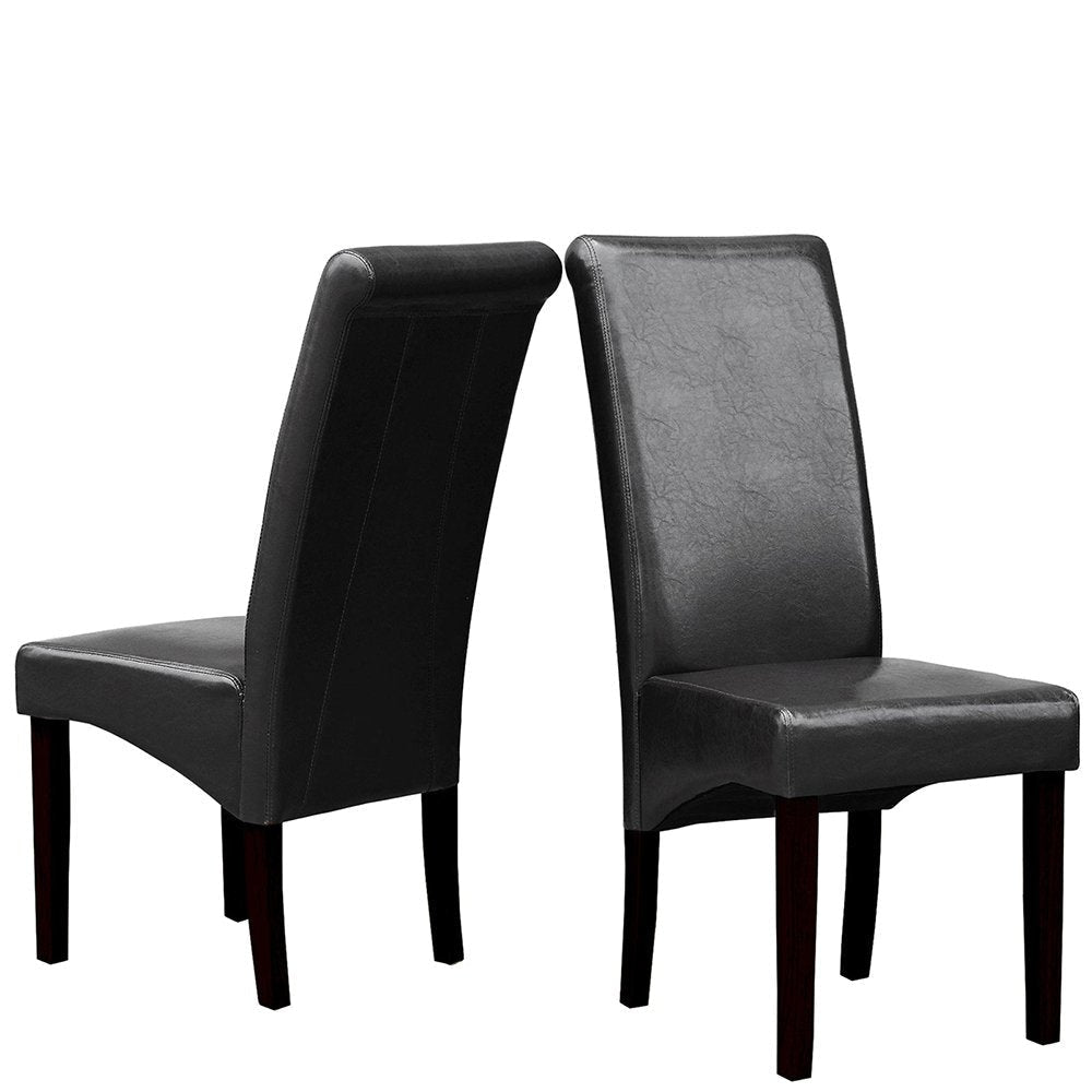 2x Wooden Frame Black Leatherette Dining Chairs with Solid Pine Legs Chair Fast shipping On sale