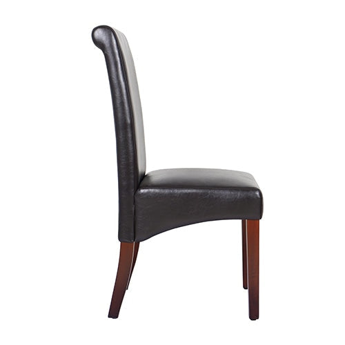 2x Wooden Frame Brown Leatherette Dining Chairs with Solid Pine Legs Chair Fast shipping On sale