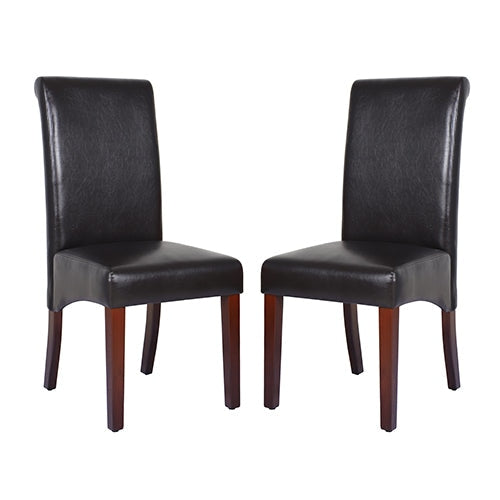 2x Wooden Frame Brown Leatherette Dining Chairs with Solid Pine Legs Chair Fast shipping On sale