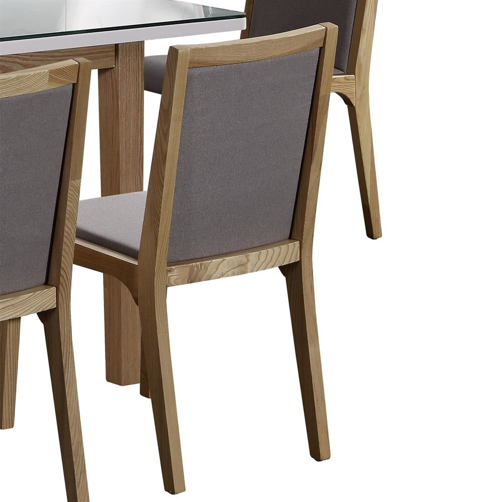 2x Wooden Frame Leatherette In Gray Fabric Dining Chairs with Legs Chair Fast shipping On sale