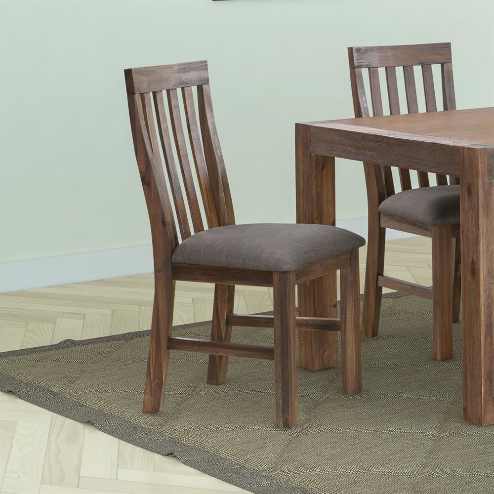 2x Wooden Frame Leatherette in Solid Wood Acacia & Veneer Dining Chairs Chocolate Colour Chair Fast shipping On sale