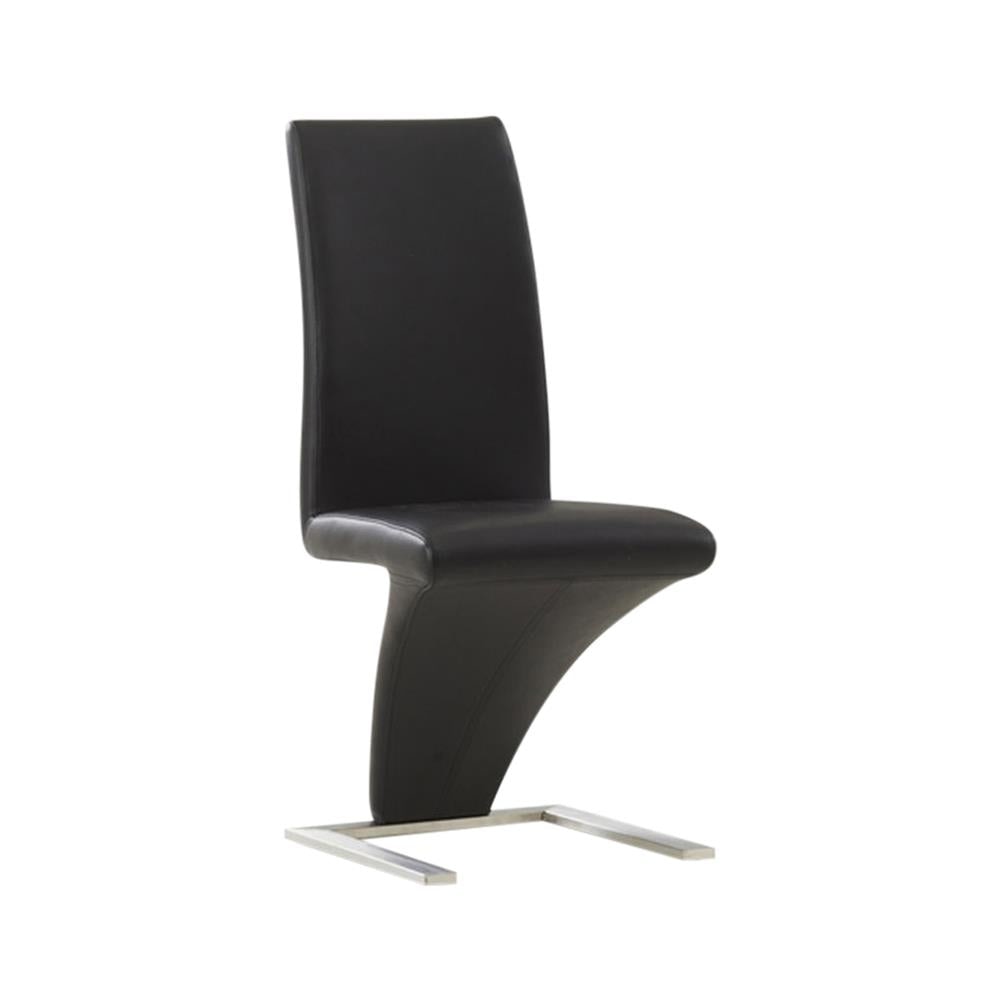 2x Z Shape Black Leatherette Dining Chairs with Stainless Base Chair Fast shipping On sale