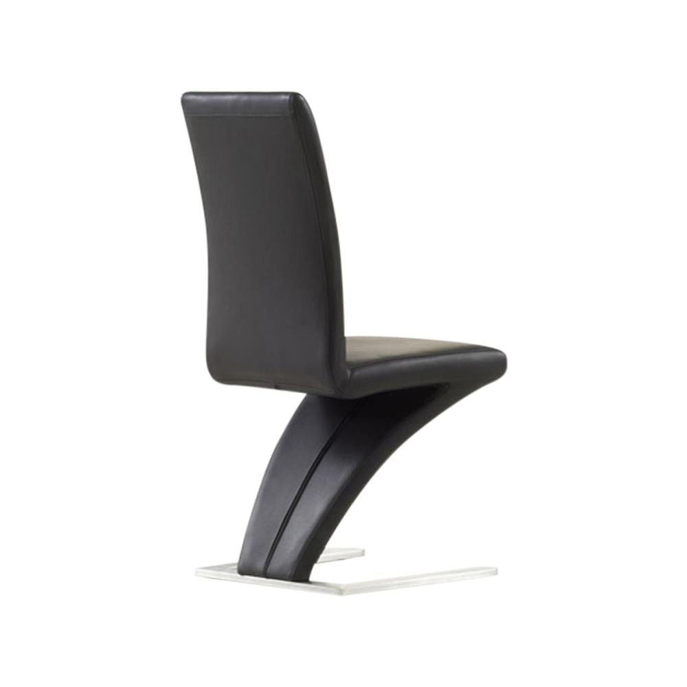 2x Z Shape Black Leatherette Dining Chairs with Stainless Base Chair Fast shipping On sale