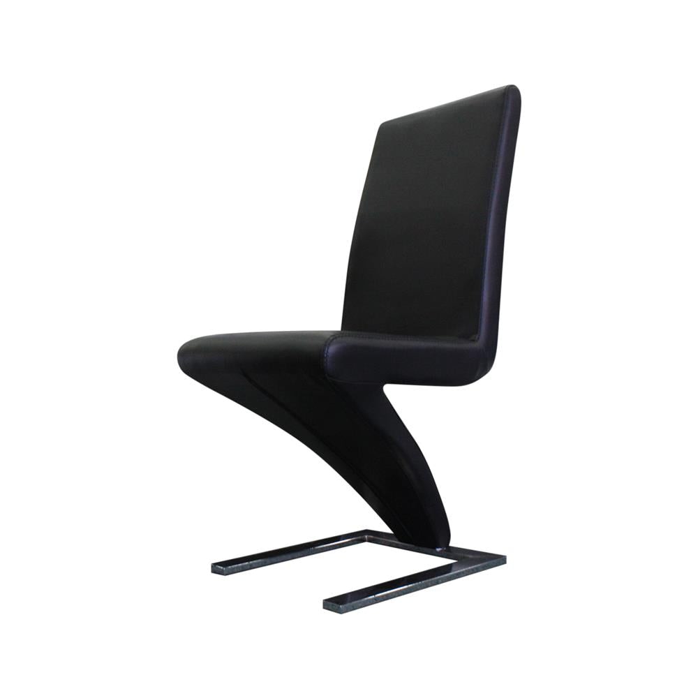 2x Z Shape Black Leatherette Dining Chairs with Stainless Base Chair Fast shipping On sale