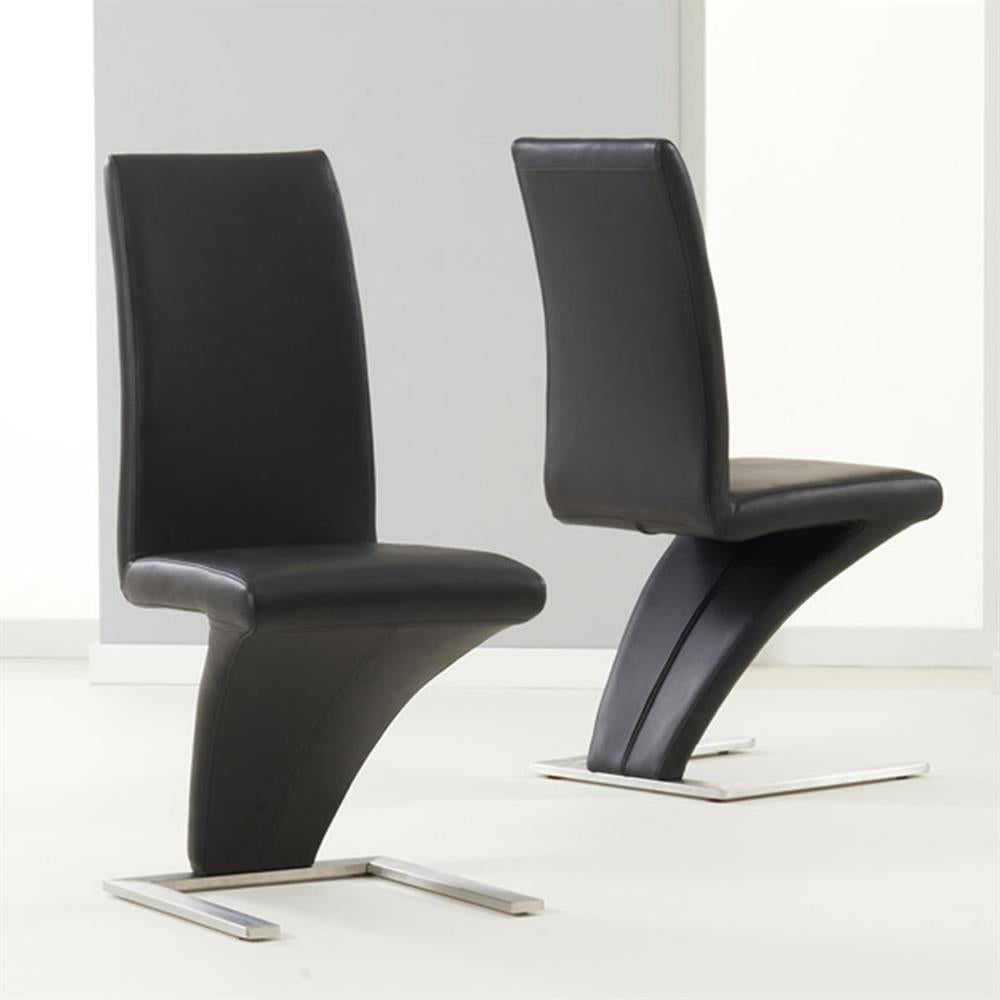 2x Z Shape Black Leatherette Dining Chairs with Stainless Base Chair Fast shipping On sale