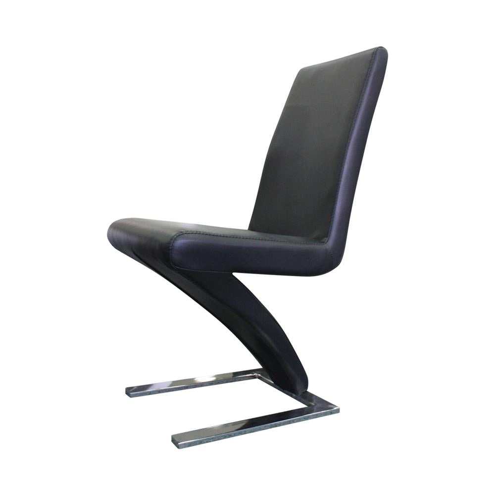 2x Z Shape Black Leatherette Dining Chairs with Stainless Base Chair Fast shipping On sale