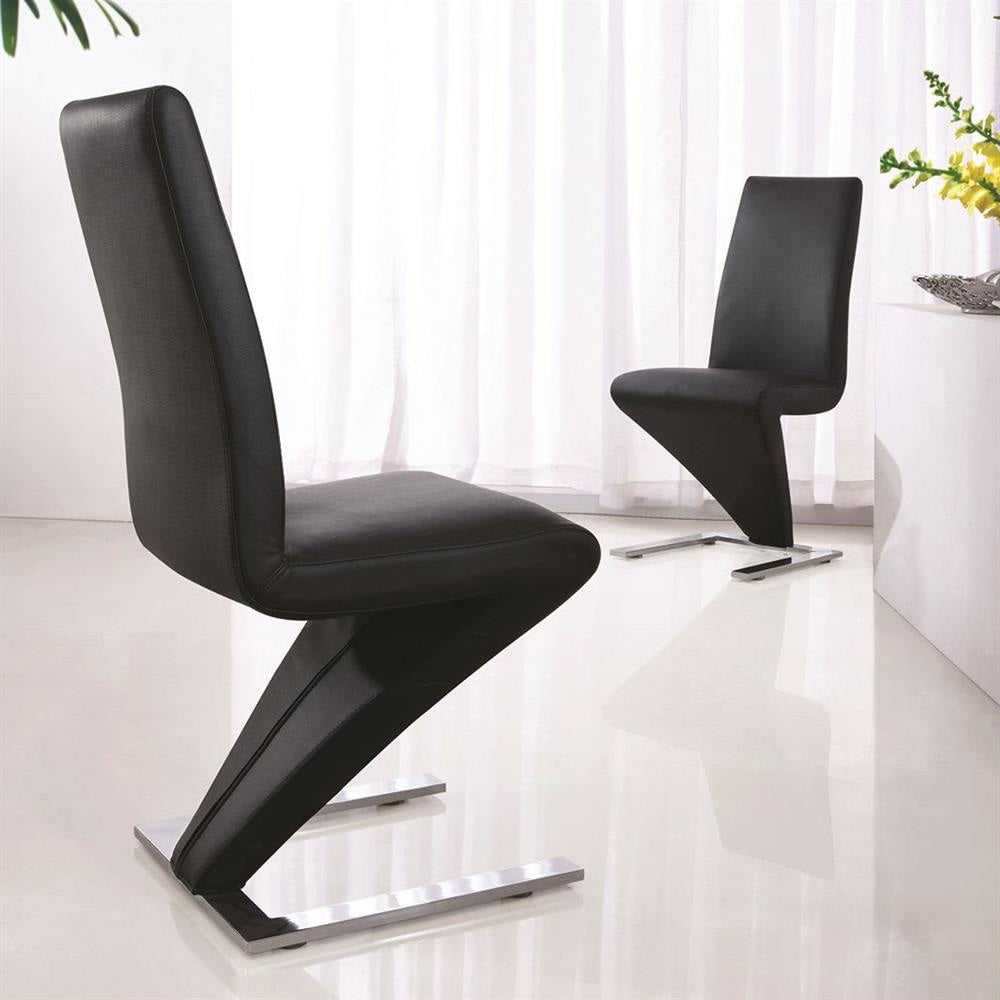 2x Z Shape Black Leatherette Dining Chairs with Stainless Base Chair Fast shipping On sale