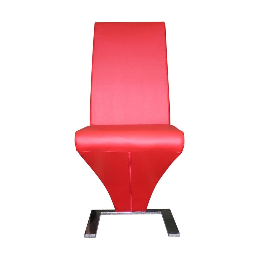 2x Z Shape Red Leatherette Dining Chairs with Stainless Base Chair Fast shipping On sale