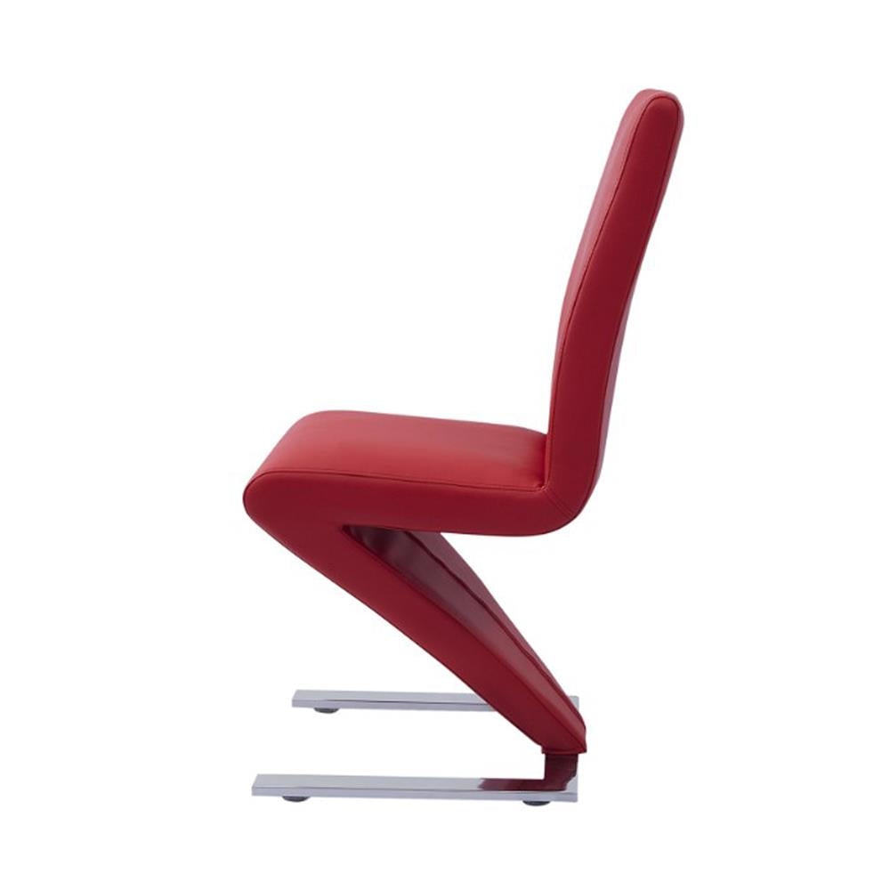 2x Z Shape Red Leatherette Dining Chairs with Stainless Base Chair Fast shipping On sale