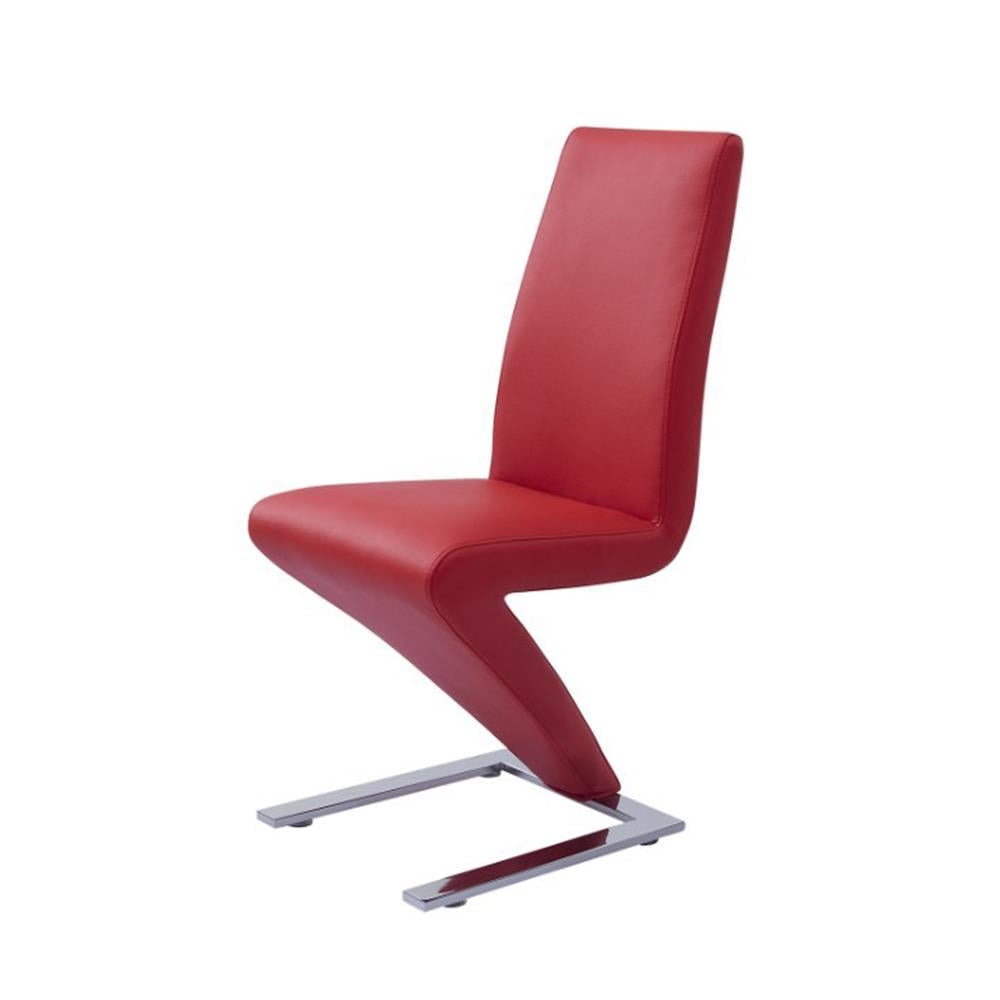 2x Z Shape Red Leatherette Dining Chairs with Stainless Base Chair Fast shipping On sale