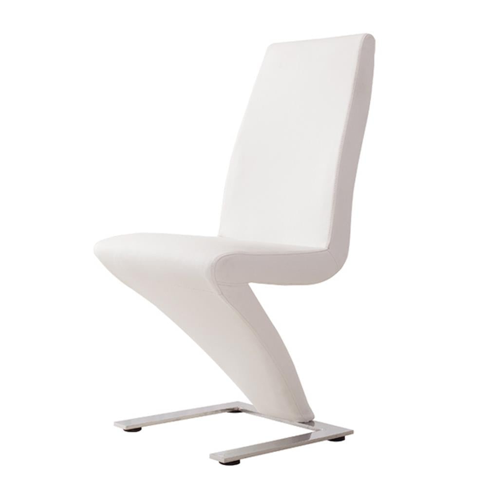 2x Z Shape White Leatherette Dining Chairs with Stainless Base Chair Fast shipping On sale