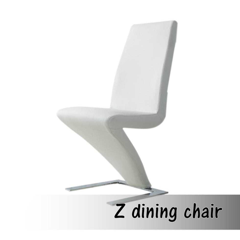 2x Z Shape White Leatherette Dining Chairs with Stainless Base Chair Fast shipping On sale