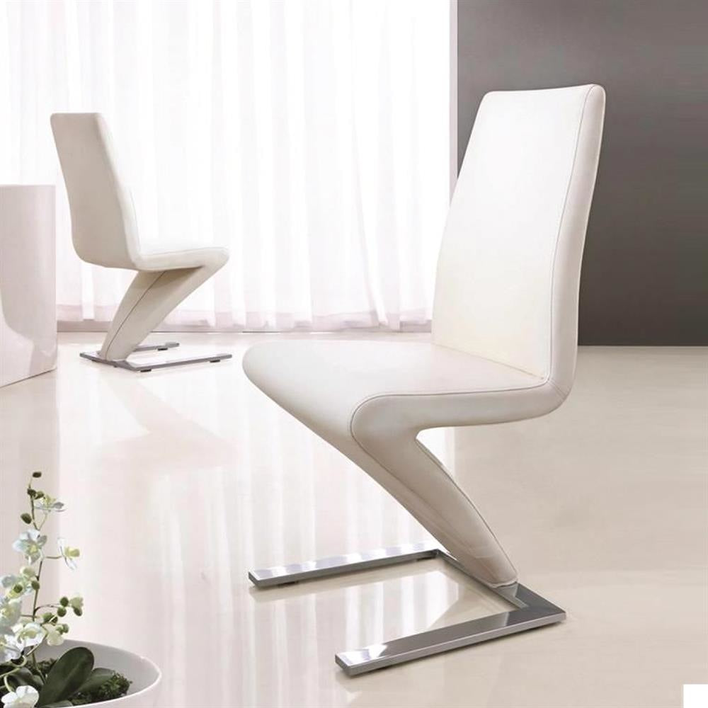 2x Z Shape White Leatherette Dining Chairs with Stainless Base Chair Fast shipping On sale