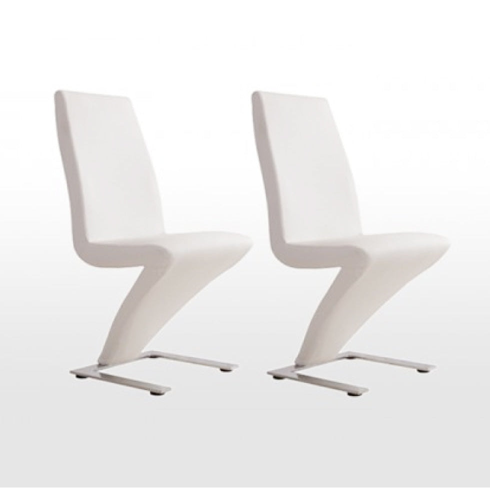 2x Z Shape White Leatherette Dining Chairs with Stainless Base Chair Fast shipping On sale