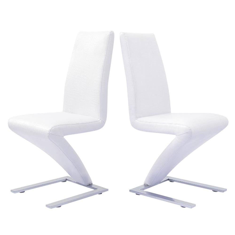 2x Z Shape White Leatherette Dining Chairs with Stainless Base Chair Fast shipping On sale